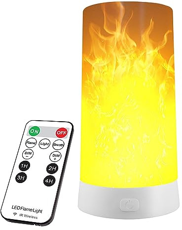 LOVUMMOR Lámpara LED de Llama, USB Recargable Luz Nocturna, Escritorio/Lámpara de Mesa, Resistente al Agua con Base Magnética y Gancho de Metal para Navidad, Fiestas, Interior/Exterior
