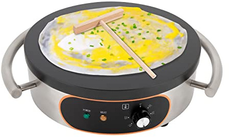 Commercial Crepe Griddle Electric Crepe Maker Machine, 1500W 16inch Commercial Crepe Machine Nonstick Round Crepe Griddle, 122°F-572°F Temp. Range for Blintzes, Crepes, Tortillas, Eggs