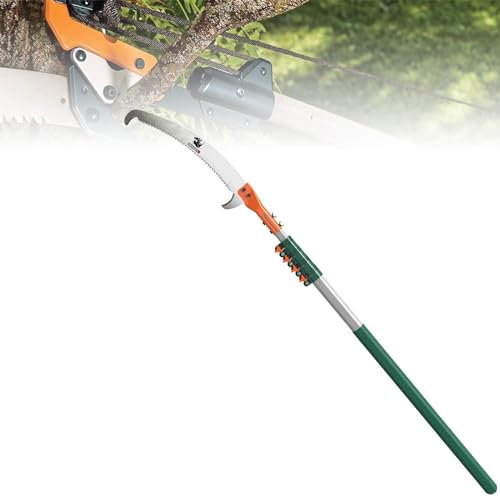 PLABNK 4M/13.1FT Extendable Pruning Saw, Branch Saw Pruning Fruit Tree Flower Tree Pruning Saw, Oval Thickened Aluminum Alloy Telescopic Tube,Green
