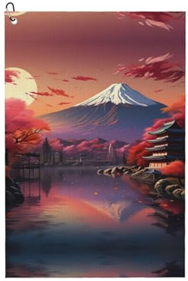 SSIMOO Japan Mount Fuji Landscape Serviette de golf à usage général, accessoire de golf personnalisé pour homme, absorbant et polyvalent