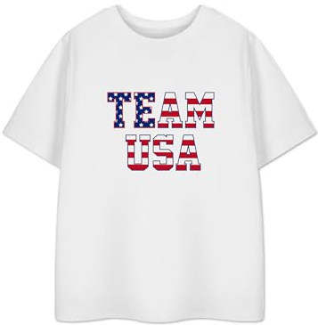 Vanilla Underground T-Shirt Blanc Team USA | T-Shirt Unisexe Enfant avec Drapeau américain | Vêtements de Sport pour Tournois de Football américain