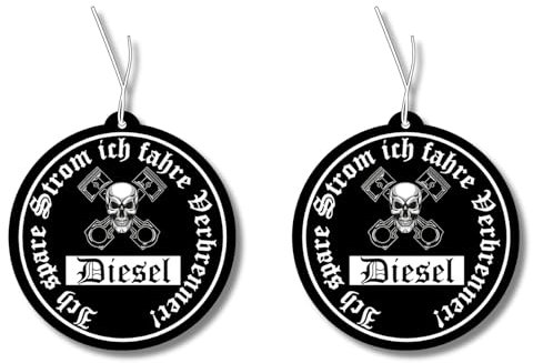 2x Duftbaum Mit 'Ich Spare Strom, Ich Fahre Verbrenner' Motiv - Lustig Duftspender, Tuning Lufterfrischer, Duftanhänger Set für Auto