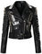 Damen-Lederjacken mit Nieten, Punk, Rock, Nieten, mit Adler-Druck, Biker-Jacken, Schwarz , S