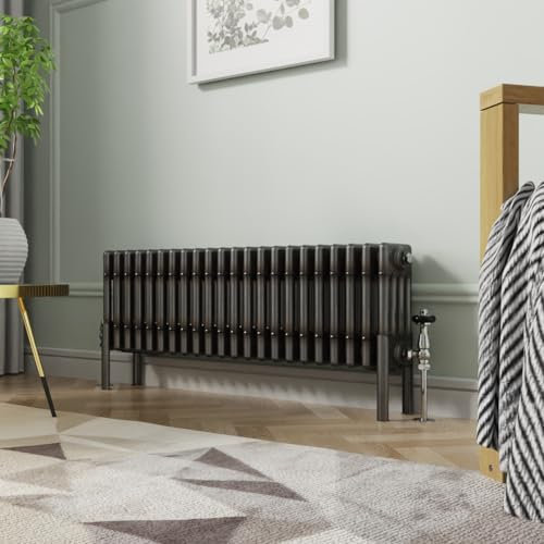 NRG Traditional Horizontal Cast Iron Style Radiator Raw Metal 4 Column 300 x 1010mm Central Heating Bathroom Designer Radiators Rad