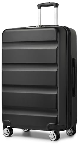 KONO Koffer Trolley Groß Erweiterbares Hartschalengepäck Leichte Koffer XL mit TSA-Schloss und 4 Doppelspinnrollen ideal für Reisen und Business 75x47.5x29.5cm, Schwarz