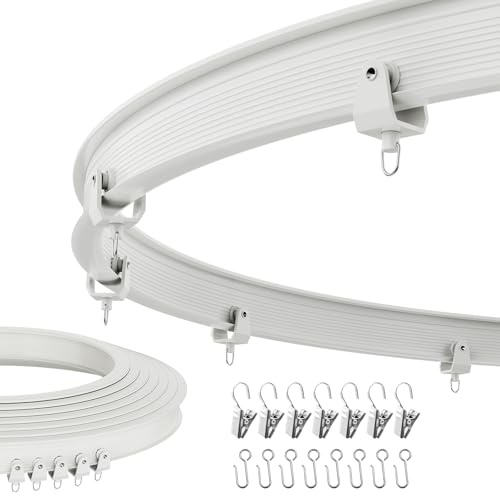 Flexible Bendable Ceiling Curtain Track, Mount for Curtain Rail with Curtain Tracks System, Room Divider, Curtains Rod, RV Ceiling Track, 16.4 FT/ 5 M, White