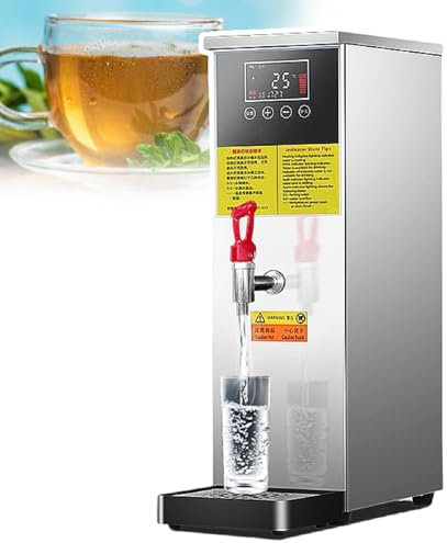 pedenencelia Hervidor De Agua, Máquina para Hervir Agua por Pasos, Calentador De Agua Comercial, Control De Temperatura De 40 A 100 °C, Calentador De Agua Automático De Acero Inoxidable,Silver-25l