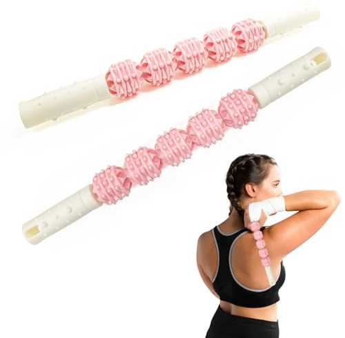 Rouleau de Massage Foam Roller Pilates Colonne Yoga Rouleau de Mousse Multifonction pour le Renforcement Musculaire le Fitness et le Massage des Fascias, Utilisé à la Maison et au Gymnase, Rose 35x5cm