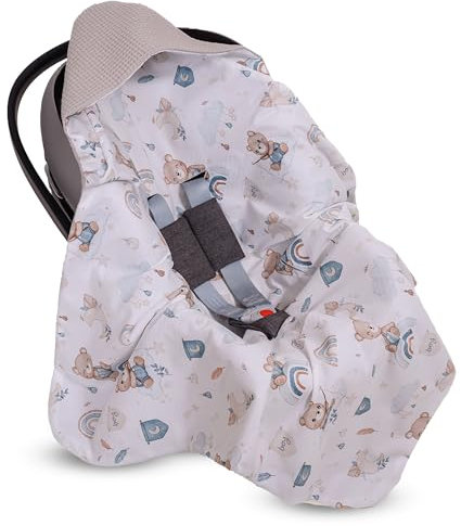 Generisch Einschlagdecke Babyschale - Ideal für Frühling und Sommer - Waffelstoff - 100% Baumwolle - Baby Decke für Kinderwagen - Autositz oder Buggy z.B. Maxi Cosi - 3 und 5 Punkt Gurtsystem