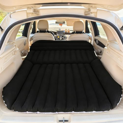 QDH SUV Car Air Mattress – Inflatable Back Seat Bed with Electric Air Pump, Portable Camping Travel Sleeping Pad, Blow Up Car Bed (Black)