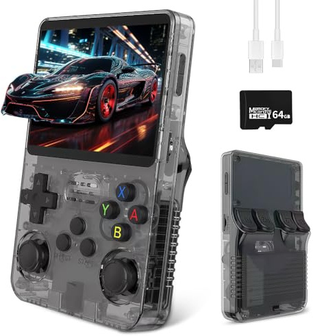 CJBIN R36s Handheld Game Console, Retro Handheld with 3.5 Inch IPS Screen and 64G TF Card, Portable Hand Held Game Consoles with Linux System and 18000+ Preloaded Games, Gaming Console for Adults