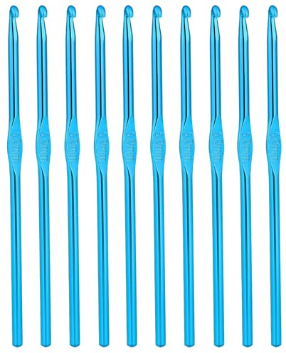 Crochet Hook 10pcs 5mm Aluminum Crochet Hook Knitting Needles for DIY Craft Yarn Crochets Supplies for Knitting Scarf (Blue)
