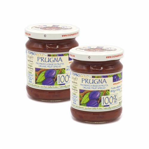 Agritur - Composta di Prugna 100% Biologica, Senza Zuccheri Aggiunti, Naturale e Artigianale, Ideale per Colazione e Merenda, Perfetta come Condimento per Dolci, Pack 2×210 g