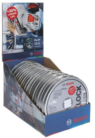 Bosch Professional Standard - 10 discos de corte recto (para inoxidable, X-LOCK, Ø115 mm, diámetro del orificio: 22,23 mm, grosor:1 mm)