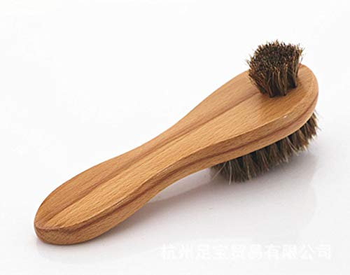 HEHELEBANG 6 Pcs set Horse hair Pig Bristle shoe brush oil polish tool scrub suede fur,Yellow Color