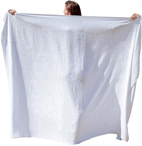 ADAMO Toalla de playa XXL 100% algodón – 100 x 220 cm, color blanco 100 – XXL – Toalla de sauna – Toalla de baño de gran tamaño – Toalla de ducha, toalla de baño y toalla de sauna