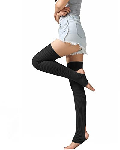 Jambières de Ballet de Danse détrier tricotées Longues pour Femmes sur Les Cuisses Hautes sans Pied Chaussettes de Yoga Chaussettes de Danse de Ballet Chaussettes de Bottes Latines Chaussettes