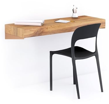 Mobili Fiver, Scrivania sospesa a muro Evolution 120x40, Rovere Rustico, Made in Italy
