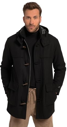 JP 1880 Hommes Grandes Tailles L-8XL Duffle-Coat déperlant avec Boutons ovales, Jusqu'au 8 XL Noir 4XL 795121100-4XL
