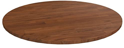 JUDYY Runde Tischplatte Dunkelbraun Ø60x1,5 cm Behandeltes Eichenholz, Arbeitsplatte, Holzplatte, Schreibtischplatte, Waschtischplatte, Küchenarbeitsplatte