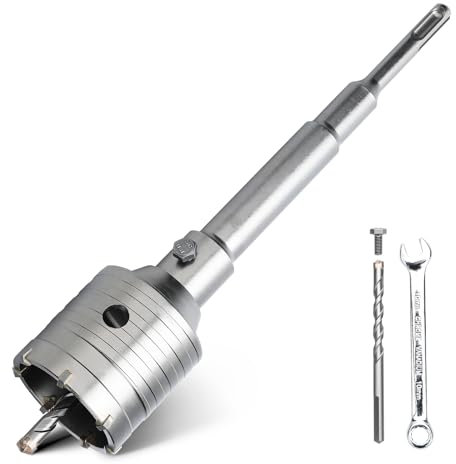 hsawbit 52mm Core Drill Bit SDS Concrete Hole Cutter with 220mm SDS Shank, Masonry Hole Saw Wall Hole Cutter Holesaw for Concrete Brick Wall Stone