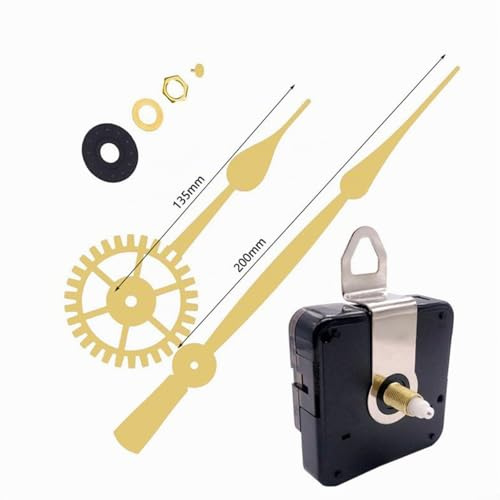 WIIYENA Kit Meccanismo di Movimento per Orologio da Parete Fai da Te ad Alta Coppia, Set di Parti di Riparazione e Sostituzione per Orologio al Quarzo Silenzioso con Lancette Lunghe per Orologio