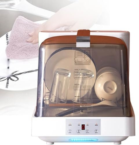 MhWrughts Fruit and Vegetable Cleaner, Table Dishwasher, Built-in 6 Liter Water Tank, 4 Programs, Two Water Supply Modes and Delay Start, for Small Families, Couples