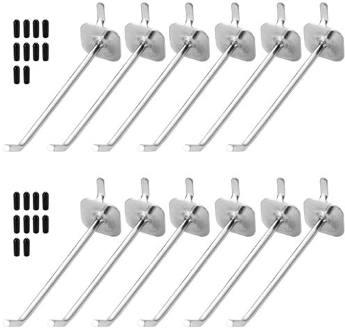 Mixxiula 20 Pièces Crochets en Métal pour Panneau Perforé, Acier, 10cm, Montage Mural, Pour Outil et Objet Petit, Minimaliste