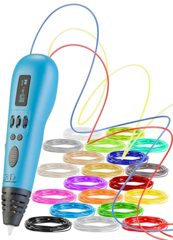 FreeSculpt 3D Pen: 3D-Drucker-Stift, Multi-Filament-System, Farbauswahl, 20 PLA-Filamente (Stift Erwachsene, Druckerstift, Free)