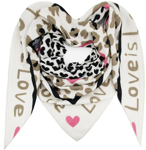 Gloop Foulard triangulaire XXL pour femme - En mousseline de coton - Sans gratter la peau - Fabriqué en Italie - 135 cm × 135 cm × 220 cm, Beige + rose, taille unique