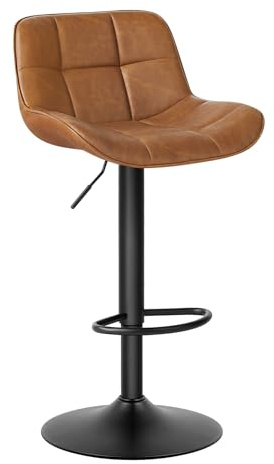 EUGAD Sgabello da Bar Moderno, Sgabello da Cucina con Schienale e Poggiapiedi, Sedia Alta Girevole e Regolabile con Seduta Imbottita in PU vintage, Altezza Sedile, Marrone
