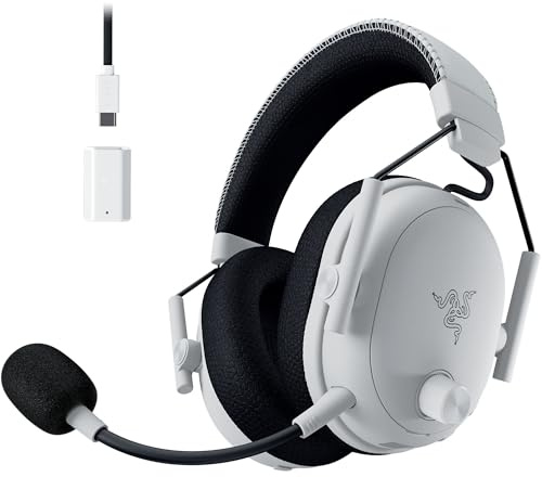 Razer BlackShark V3 Pro Wireless ANC Gaming Headset for PC: Full Band Mic - 50mm Drivers - 2.4 GHz, Bluetooth, USB, 3.5mm - Works with Mac, PS5, Nintendo Switch, Smartphone - 70 Hr Battery - White