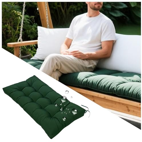 NIDSNID Coussin pour Banc de Jardin 130x50x8 cm - Imperméable Antidérapant - Exterieur/Interieur - Confortable Coussins pour terrasse, Balcon, Banquette (Vert foncé)