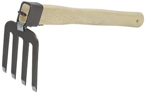 IWOWHERO Rastrello da in Acciaio con Manico in Legno Ergonomico Piccolo e Leggero Strumento Manuale per Rimuovere Erbacce e Rami per Giardinaggio e Attività Agricole all Aperto
