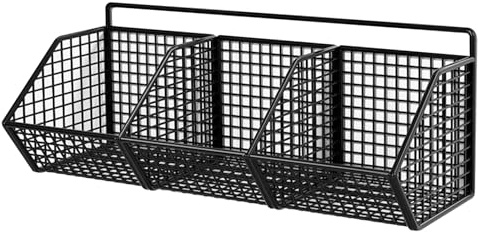Paniers de rangement suspendus, panier en fil, paniers de rangement en fil suspendu, 3 grilles, étagères garde-manger murales avec crochets pour cuisine, salle bain, organisateur fruits et l