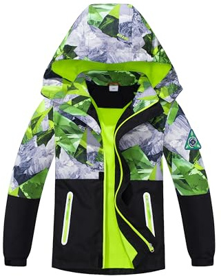 BuyiRen Boys Windbreakers Jacket Rain Jackets Hooded Raincoat Fleece Lined Rain Coats for Kids, 4-13 Years