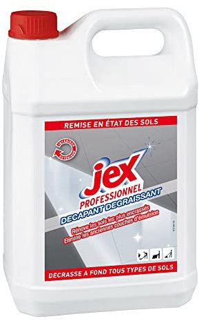 JEX - Nettoyant Sol Décapant & Dégraissant Parfum Citron - Nettoie en Profondeur en Intérieur & Extérieur - Formule Pour Lavage Manuel ou À la Machine - Fabrication Française - 5 Litres