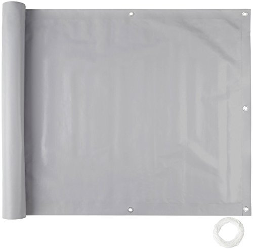 TecTake® Brise Vue Balcon en PVC Résistant aux intempéries et aux déchirures Cache Vue Balcon et Terrasse Paravent Exterieur Pare Soleil Panneau occultant Exterieur Brise Vent - 6 m x 0.90 m - Gris
