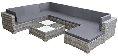 vidaXL Gartensofa 8-TLG. Poly Rattan Sitzgruppe Lounge Gartenmöbel Garnitur