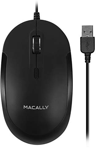 MacAlly DYNAMOUSE-B Optische Maus mit 2 Tasten, Scrollrad und DPI-Taste für Mac und PC, Schwarz