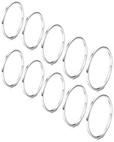 YADOCA 10 Piezas Acero inoxidable Anillos de Apilamiento para Mujeres Niñas 1MM Anillos de Nudillo Midi Banda Ajuste Cómodo