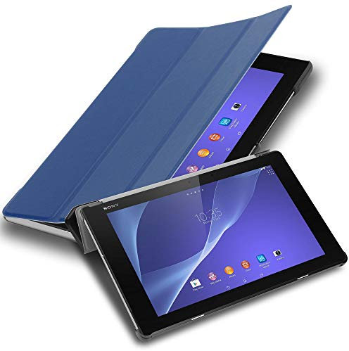 Cadorabo Hülle kompatibel mit Sony Xperia Tablet Z2 (10.1 Zoll) Tablethülle mit Auto Wake Up aus Kunst Leder Flip Klappbare Magnetische Cover Hülle für Sony Xperia Tablet Z2 (10.1 Zoll) Tasche in Blau