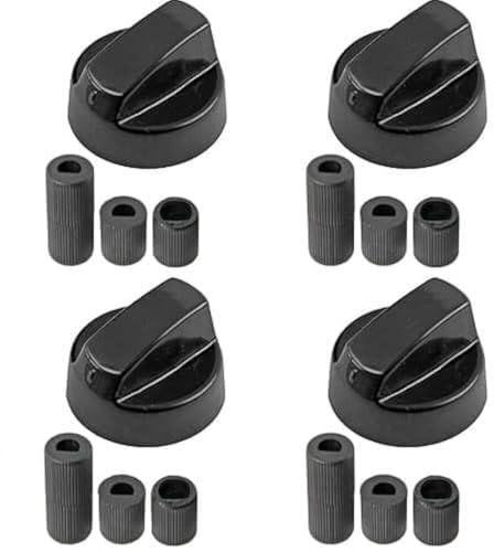 Cablepelado - Manopola universale per forno, fornelli a gas, elettrici, include adattatore, 4 cm, colore nero, 4 pezzi