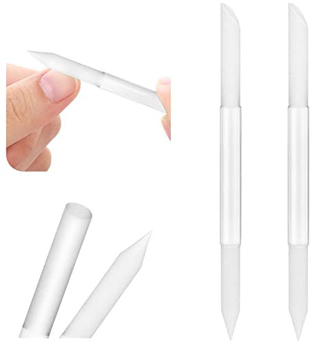 Sibba 2-Teiliges Glas-Nagelhautschieber-Nagelhautentferner-Werkzeug doppelseitiger Nagelhauttrimmer Maniküre-Stick professionelles Präzisionsfeilen Abrasive Nagelstudios Frauen Zuhause (Transparent)