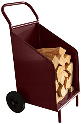 Massiver Kaminholzwagen Brennholzwagen Holzwagen mit Rollen, Weinrot