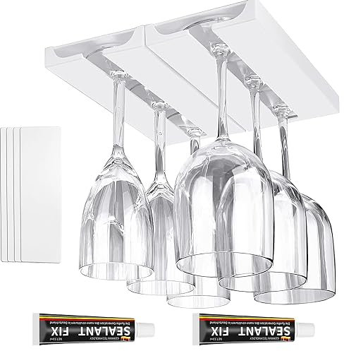 ROLMZJX 2 Stück Weinglashalter, Weinglashalter Hängend,Gläserhalter Hängend,Schrank Weinglashalter,Weinglashalter Plastik für KüChe, Bar, Restaurant (Weiß)