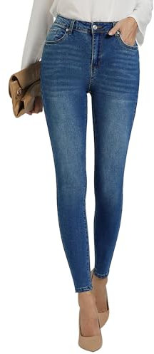 Roskiky Damen Jeans Jeggings Stretch Elegante Hose Jogging Jeans Leggins Blau L