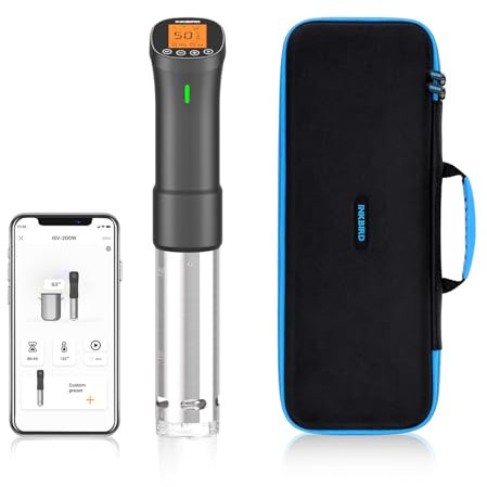 INKBIRD ISV-200 W Sous Vide Cooker + Funda Protectora | WiFi Roner Profesionales Cocción al Vacío Baja Temperatura 1000 W, Bolsa de EVA rígida para el transporte, antiarañazos, antipolvo, Negro