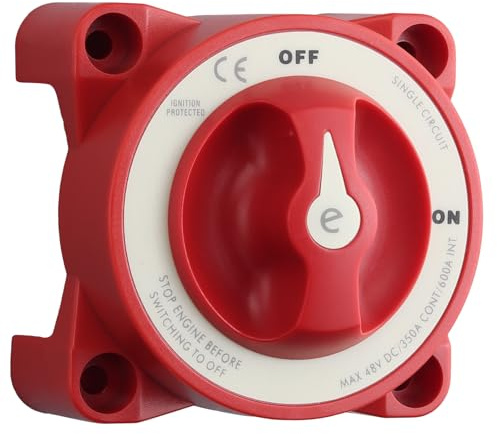 Proster 350A Interruttore Stacca Batteria Isolatore Singolo 12V/24V/48V Pulsante Rimovibile Interruttore di Protezione Rotante per lo Scollegamento della Batteria per Macchina Camion Barca