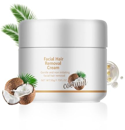 Coconut Enthaarungscreme Gesicht, Haarentfernung Gesicht Damen für Oberlippe und Kinn, Hair Removal Cream, Haarentfernungscreme, Oberlippenbart Entfernen Damen Sanft & Langanhaltend